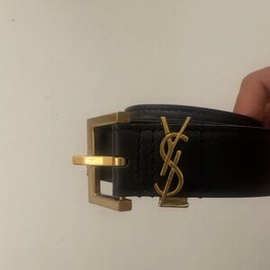 Yves Saint Laurent Black Belt with Gold YSL Buckle